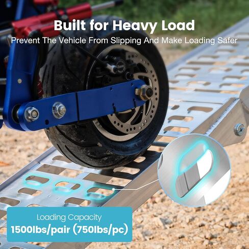 Sefzone 7.5' ATV Folding Truck Ramps, 1500lb. Capacity Loading Ramps for Pickup Trucks, Aluminum Ramps for Dirt Bike, UTV and Motorcycles, Truck Bed Ramp with 2 Load Straps & 2 Gloves, 2 Pcs in Saudi Arabia