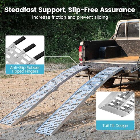 Sefzone 7.5' ATV Folding Truck Ramps, 1500lb. Capacity Loading Ramps for Pickup Trucks, Aluminum Ramps for Dirt Bike, UTV and Motorcycles, Truck Bed Ramp with 2 Load Straps & 2 Gloves, 2 Pcs in Saudi Arabia