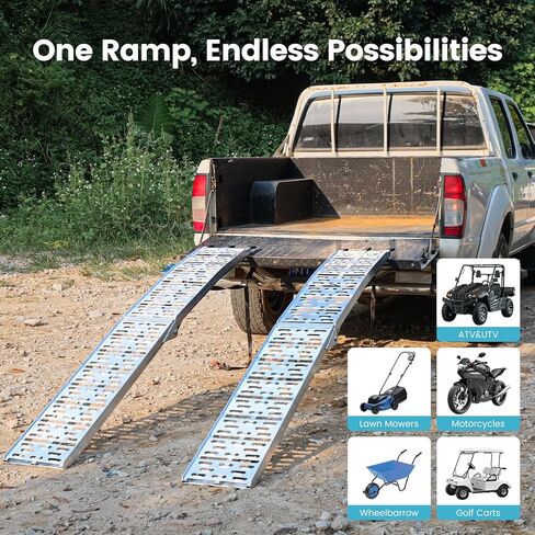 Sefzone 7.5' ATV Folding Truck Ramps, 1500lb. Capacity Loading Ramps for Pickup Trucks, Aluminum Ramps for Dirt Bike, UTV and Motorcycles, Truck Bed Ramp with 2 Load Straps & 2 Gloves, 2 Pcs in Saudi Arabia