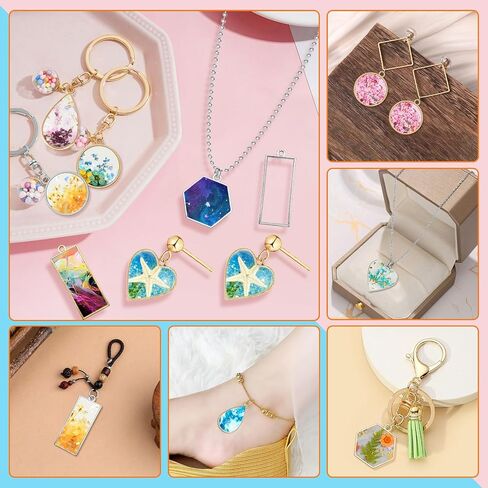50pcs Open Bezels 5 Styles Open Frame Pendant Open Back Bezel Pendant Geometric Hollow Frame Pendant for Resin Casting, Necklace, Earrings, Pressed Flower, DIY Crafts(White K) in Saudi Arabia