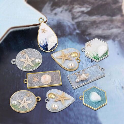 50pcs Open Bezels 5 Styles Open Frame Pendant Open Back Bezel Pendant Geometric Hollow Frame Pendant for Resin Casting, Necklace, Earrings, Pressed Flower, DIY Crafts(White K) in Saudi Arabia