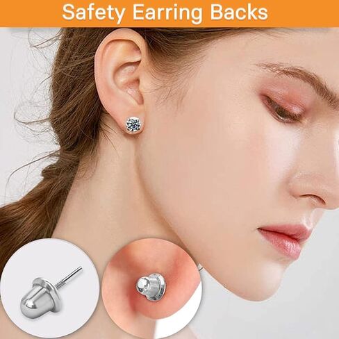 Safety Earring Backs for Studs, Silver Screw on Earring Backings Replacement - 2-Pairs, No Poke for Threaded Post 0.032" in Saudi Arabia