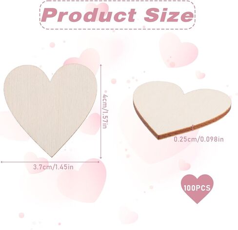 KALIONE 1.5inch Wood Heart Cutouts Small Unfinished Wood Heart Cutout Slices Heart-Shaped Wooden Craft DIY Craft Heart Sign Tag for Wedding Party Birthday Valentine's Day(100 Pcs), 572152_1_n9wnEf0Lm in Saudi Arabia