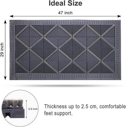 AGHITG حصائر مطاطية خارجية مع تصريف، حصيرة تصريف مطاطية، حصائر خارجية للباب الخلفي، مقاومة للماء، حصائر مطاطية متشابكة، حصائر سجادة سهلة التنظيف للدخول، الفناء، حمام السباحة، تجميع DIY، 47 بوصة × 29 بوصة in Kuwait