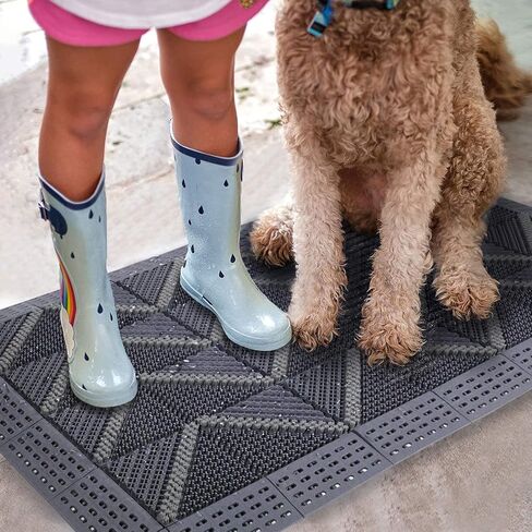 AGHITG حصائر مطاطية خارجية مع تصريف، حصيرة تصريف مطاطية، حصائر خارجية للباب الخلفي، مقاومة للماء، حصائر مطاطية متشابكة، حصائر سجادة سهلة التنظيف للدخول، الفناء، حمام السباحة، تجميع DIY، 47 بوصة × 29 بوصة in Kuwait