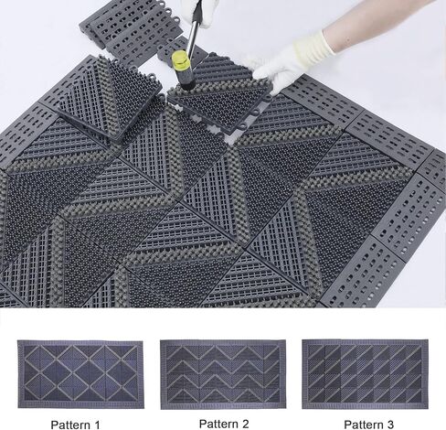 AGHITG حصائر مطاطية خارجية مع تصريف، حصيرة تصريف مطاطية، حصائر خارجية للباب الخلفي، مقاومة للماء، حصائر مطاطية متشابكة، حصائر سجادة سهلة التنظيف للدخول، الفناء، حمام السباحة، تجميع DIY، 47 بوصة × 29 بوصة in Kuwait