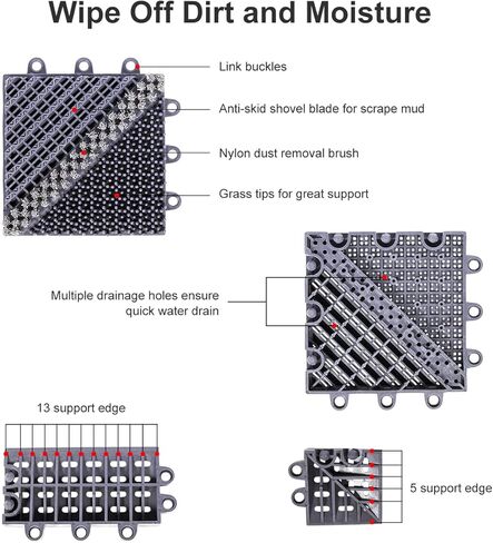 AGHITG حصائر مطاطية خارجية مع تصريف، حصيرة تصريف مطاطية، حصائر خارجية للباب الخلفي، مقاومة للماء، حصائر مطاطية متشابكة، حصائر سجادة سهلة التنظيف للدخول، الفناء، حمام السباحة، تجميع DIY، 47 بوصة × 29 بوصة in Kuwait