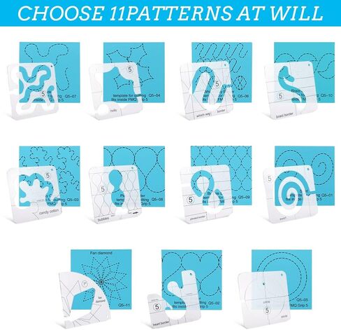 قوالب خياطة اللحف 19 في 1 من PXRJE - مساطر اللحف، قالب حركة حر، إطار، قفازات، ملصقات، لآلة الخياطة المنزلية in Kuwait