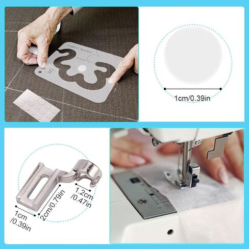 قوالب خياطة اللحف 19 في 1 من PXRJE - مساطر اللحف، قالب حركة حر، إطار، قفازات، ملصقات، لآلة الخياطة المنزلية in Kuwait