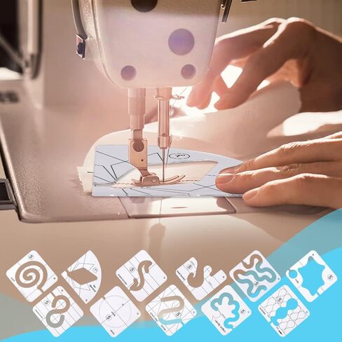 قوالب خياطة اللحف 19 في 1 من PXRJE - مساطر اللحف، قالب حركة حر، إطار، قفازات، ملصقات، لآلة الخياطة المنزلية in Kuwait
