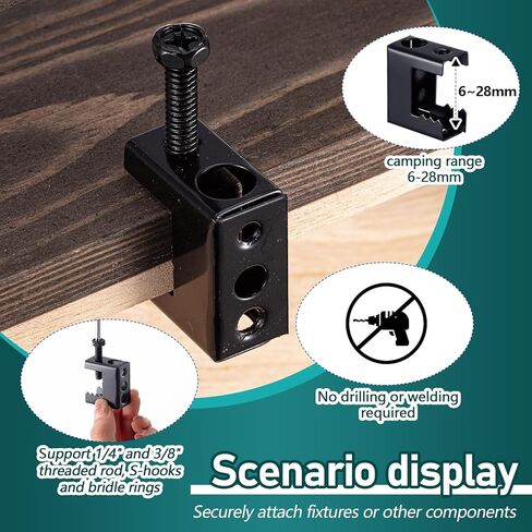 Tandefio 50 قطعة 1/4"-20 مشابك شعاع فولاذية زنبركية شماعات شعاع معدنية مسمار على المشبك للتركيب على الحزم 1/4" و3/8" قضيب ملولب، وخطافات S وحلقات لجام لأداة النجارة لكابل الأنابيب in Kuwait