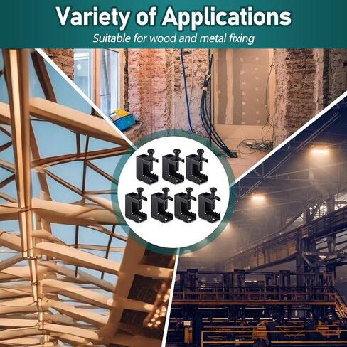 Tandefio 50 قطعة 1/4"-20 مشابك شعاع فولاذية زنبركية شماعات شعاع معدنية مسمار على المشبك للتركيب على الحزم 1/4" و3/8" قضيب ملولب، وخطافات S وحلقات لجام لأداة النجارة لكابل الأنابيب in Kuwait