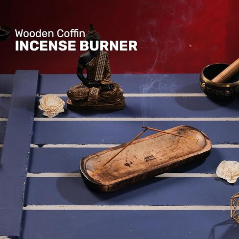 YATSKIA Elegant Handcrafted Wooden Incense Stick Holder - Durable, Ash Catcher Design for Home & Office, Relaxing Aromatherapy Experience. in Kuwait
