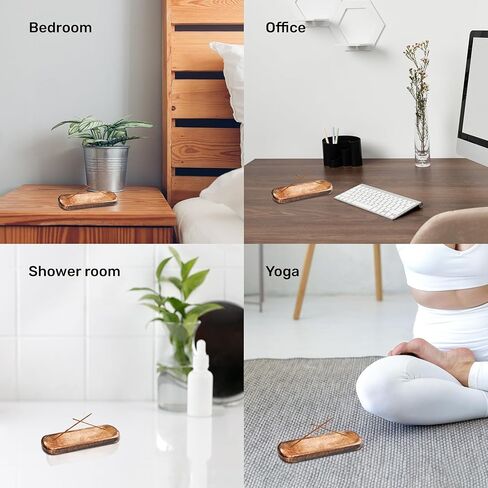 YATSKIA Elegant Handcrafted Wooden Incense Stick Holder - Durable, Ash Catcher Design for Home & Office, Relaxing Aromatherapy Experience. in Kuwait