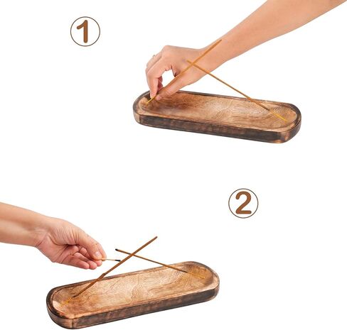 YATSKIA Elegant Handcrafted Wooden Incense Stick Holder - Durable, Ash Catcher Design for Home & Office, Relaxing Aromatherapy Experience. in Kuwait