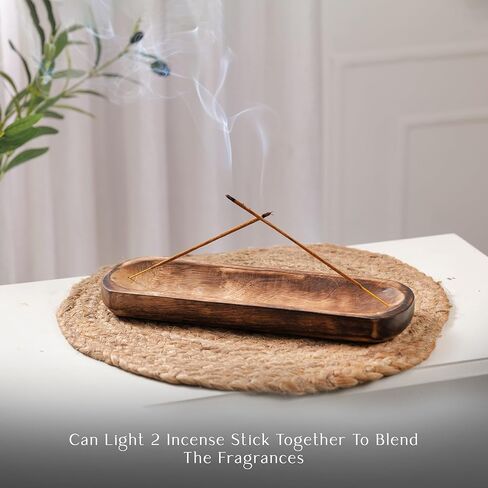 YATSKIA Elegant Handcrafted Wooden Incense Stick Holder - Durable, Ash Catcher Design for Home & Office, Relaxing Aromatherapy Experience. in Kuwait
