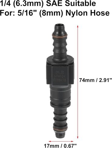 X AUTOHAUX 1/4 6.3mm SAE to 5/16 8mm Straight Fuel Line Hose Quick Release Connector Disconnect Hose Nylon 2PCS in Saudi Arabia