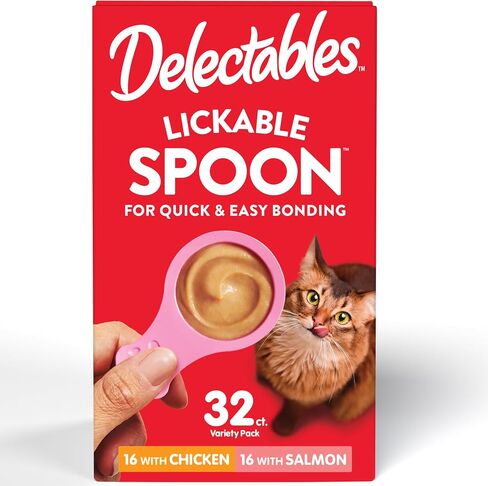 Hartz Delectables Lickable Spoon Interactive Lickable Cat Treats for Quick & Easy Bonding, Variety Pack 32ct in Saudi Arabia