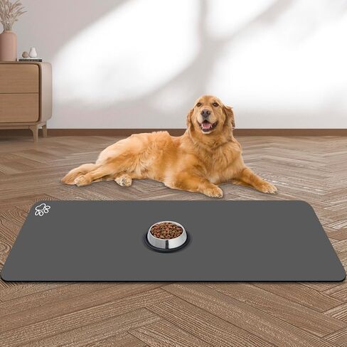 Large Pet Feeding Mat, 39.3"x15.7" Absorbent Quick Dry Dog Mat for Food and Water Bowl, No Stains Easy Clean Dog Water Dispenser Mat, Dog Accessories, Pet Supplies Mat, Dog Bowl Mat for Messy Drinkers in Saudi Arabia