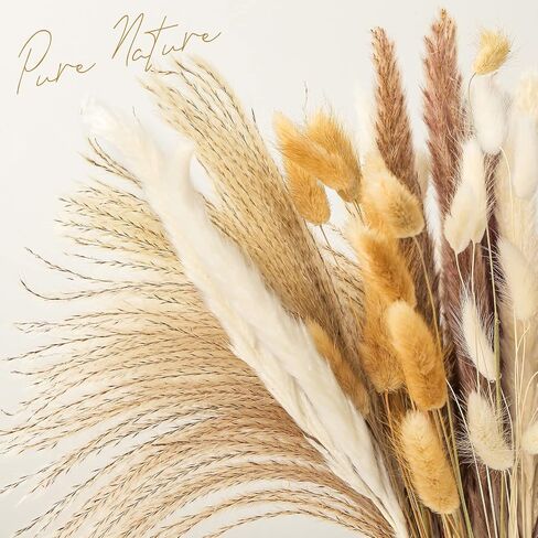 JOHOUSE Dried Pampas Grass Decor, 60PCS Boho Home Decor, Dried Flowers for Home, Wedding, Rustic Party, Baby Shower Decorations in Saudi Arabia