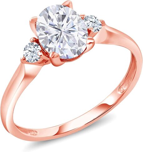10K Rose Gold Forever Classic Moissanite by Charles & Colvard and Created Sapphire Engagement Solitaire Ring For Women (1.60 Cttw, Available in size 5, 6, 7, 8, 9) in Saudi Arabia