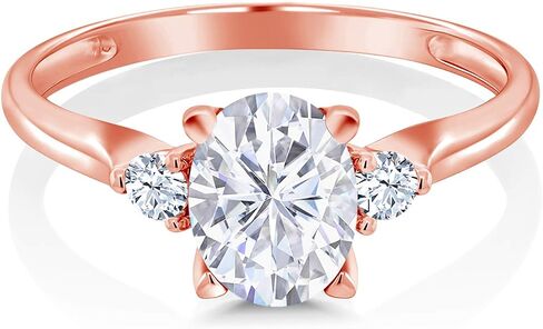 10K Rose Gold Forever Classic Moissanite by Charles & Colvard and Created Sapphire Engagement Solitaire Ring For Women (1.60 Cttw, Available in size 5, 6, 7, 8, 9) in Saudi Arabia