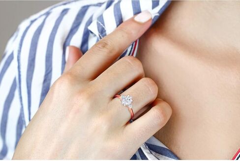 10K Rose Gold Forever Classic Moissanite by Charles & Colvard and Created Sapphire Engagement Solitaire Ring For Women (1.60 Cttw, Available in size 5, 6, 7, 8, 9) in Saudi Arabia