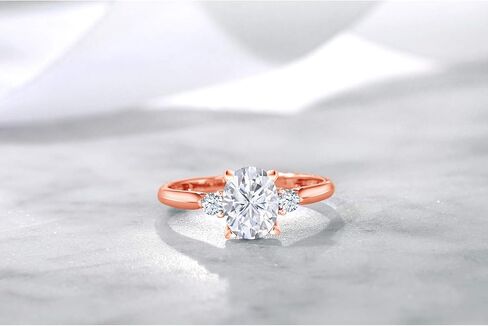 10K Rose Gold Forever Classic Moissanite by Charles & Colvard and Created Sapphire Engagement Solitaire Ring For Women (1.60 Cttw, Available in size 5, 6, 7, 8, 9) in Saudi Arabia