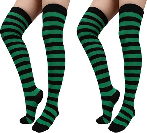 Viyorshop 2 أزواج جوارب عيد القديس باتريك مخططة جوارب عالية للركبة فوق جوارب الركبة جوارب طويلة للنساء والفتيات لصالح الحفلات in Kuwait