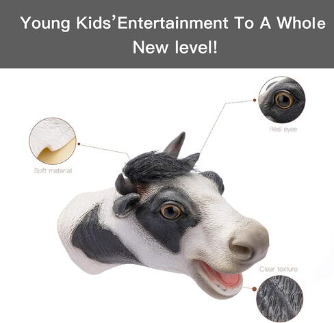 Yolococa Cow Hand Puppet Realistic Latex Soft Animal Toy Storytelling Role Play Party Supplies for Kids in Saudi Arabia