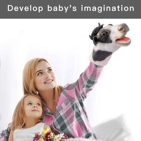 Yolococa Cow Hand Puppet Realistic Latex Soft Animal Toy Storytelling Role Play Party Supplies for Kids in Saudi Arabia