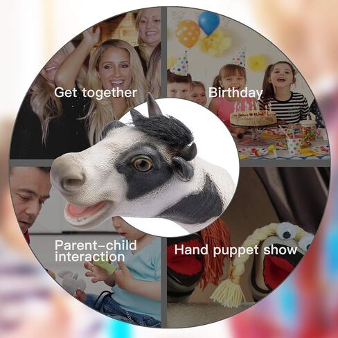 Yolococa Cow Hand Puppet Realistic Latex Soft Animal Toy Storytelling Role Play Party Supplies for Kids in Saudi Arabia