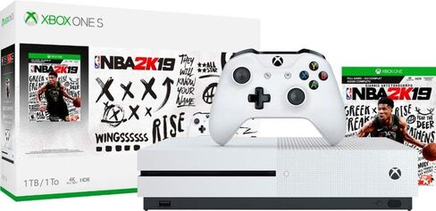 Newest Microsoft Xbox One S 2TB Hard Drive NBA 2K19 Bundle Console (4K Ultra HD Blu-ray) with Wireless Controller | Dolby Atmos Sound | Wi-Fi | USB 3.0 (Renewed) in Saudi Arabia