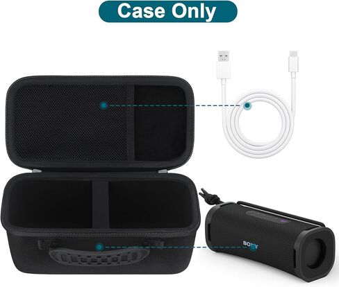 Canboc Hard Carrying Case Compatible with Sony ULT Field 1 Wireless Ultra Portable Bluetooth Compact Speaker, Mesh Pocket fits Charging Cable, Black (Case only) in Saudi Arabia
