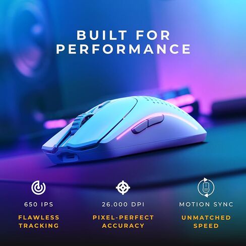 Glorious Gaming - Model D 2 Wireless Ergonomic Mouse, Superlight 66g, up to 210 hr Battery Life, 26K Optical Sensor, 6 Programmable Buttons, 80 Million Clicks, FPS, MMO, MOBA, Battle Royale (White) in Saudi Arabia