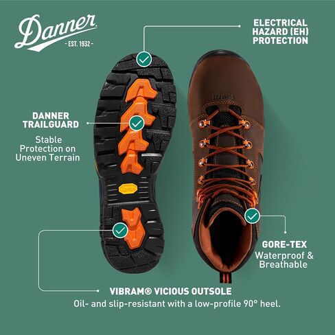 حذاء عمل رجالي من Danner مقاس 4.5 بوصات سادة عند الأصابع in Kuwait