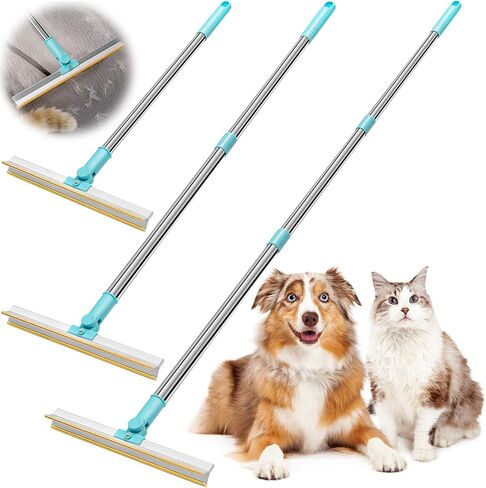 مزيل شعر الحيوانات الأليفة من رانمو بيتس، سجادة Ra-ke بمقبض قابل للتعديل مقاس 52 بوصة ومكشطة معدنية عريضة للغاية مقاس 11.8 بوصة، مزيل شعر الحيوانات الأليفة المتين لإزالة الفراء المضمن من السجاد أو الدرج أو البساط، مزيل شعر الكلاب in Kuwait
