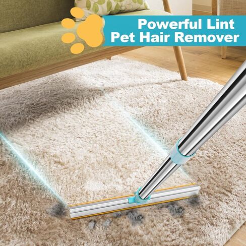 مزيل شعر الحيوانات الأليفة من رانمو بيتس، سجادة Ra-ke بمقبض قابل للتعديل مقاس 52 بوصة ومكشطة معدنية عريضة للغاية مقاس 11.8 بوصة، مزيل شعر الحيوانات الأليفة المتين لإزالة الفراء المضمن من السجاد أو الدرج أو البساط، مزيل شعر الكلاب in Kuwait