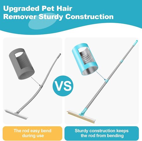 مزيل شعر الحيوانات الأليفة من رانمو بيتس، سجادة Ra-ke بمقبض قابل للتعديل مقاس 52 بوصة ومكشطة معدنية عريضة للغاية مقاس 11.8 بوصة، مزيل شعر الحيوانات الأليفة المتين لإزالة الفراء المضمن من السجاد أو الدرج أو البساط، مزيل شعر الكلاب in Kuwait