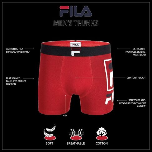Fila Men's 3" No Fly Boxer Brief with Built in Pouch Support (3-Pack of Trunk Briefs) in Saudi Arabia
