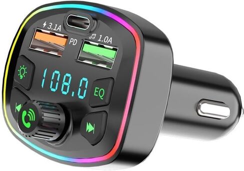 جهاز إرسال FM بلوتوث للسيارة، محول راديو السيارة اللاسلكي USB-C PD + شاحن USB مزدوج للهاتف المحمول والكمبيوتر اللوحي in Kuwait