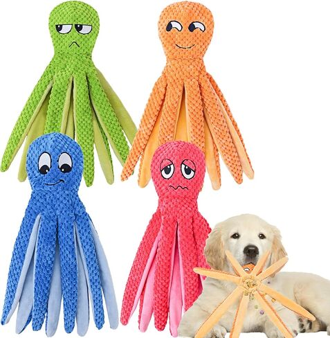 Dog Toys Octopus Interactive Dog Toy Puzzle Dog Toys with Hidden Food,No Stuffing Squeaky Dog Toy,Crinkle Dog Toy Dog Chew Toy for Small, Medium and Large Dogs,4 Pack in Saudi Arabia