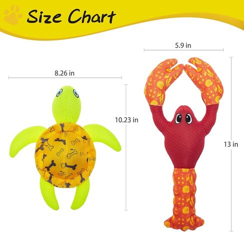 ألعاب عائمة لحوض سباحة الكلاب من PUPTECK - عبوتان من ألعاب المياه التي تصدر صوت صرير للألعاب التفاعلية الصيفية، لعبة جلب الشاطئ السلحفاة وجراد البحر in Kuwait