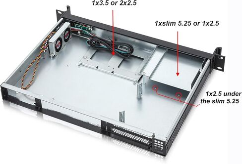 هيكل خادم RackChoice 1U Rackmount بعمق 12.1 بوصة يدعم Mini-itx M/B فقط و1U Flex PSU in Kuwait