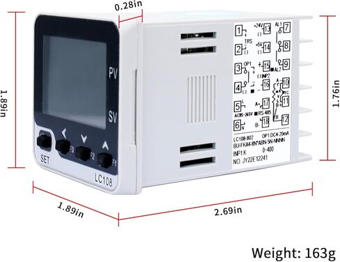 LCLCTC RS-485 RTU مدخلات TC/RTD؛ الإخراج: 4-20 مللي أمبير؛ جهاز تحكم ذكي في درجة الحرارة PID LCD مع مزدوج حراري (تيار متردد 100 ~ 240 فولت) مع مستشعر مزدوج حراري من النوع +K، الحجم: 48*48... in Kuwait