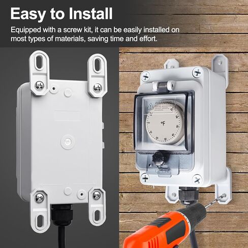 جهاز التحكم في درجة الحرارة Exqutoo IP67 لإزالة الصقيع، صندوق التحكم التلقائي في آلة إزالة الصقيع 16 أمبير 120 فولت، قابس على شكل حقيبة الظهر مع سلك طاقة 10 أقدام، نطاق درجة حرارة قابل للتعديل من -10 درجة فهرنهايت إلى 70 درجة فهرنهايت in Kuwait