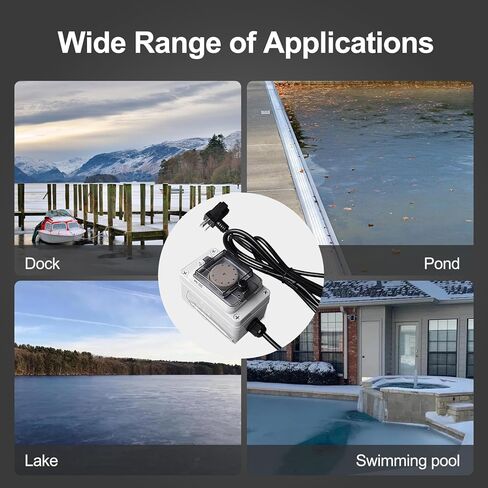 جهاز التحكم في درجة الحرارة Exqutoo IP67 لإزالة الصقيع، صندوق التحكم التلقائي في آلة إزالة الصقيع 16 أمبير 120 فولت، قابس على شكل حقيبة الظهر مع سلك طاقة 10 أقدام، نطاق درجة حرارة قابل للتعديل من -10 درجة فهرنهايت إلى 70 درجة فهرنهايت in Kuwait