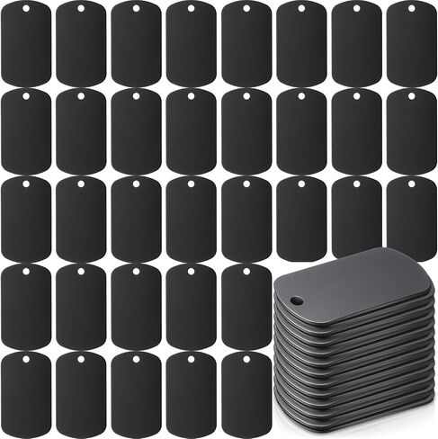 Sanwuta 300 Pcs Dog Tag Bulk Aluminum Engraving Blank Tags Black Rectangle Metal Stamping Tags for Pet Military Dog DIY Craft ID Name Decorative Tags in Saudi Arabia