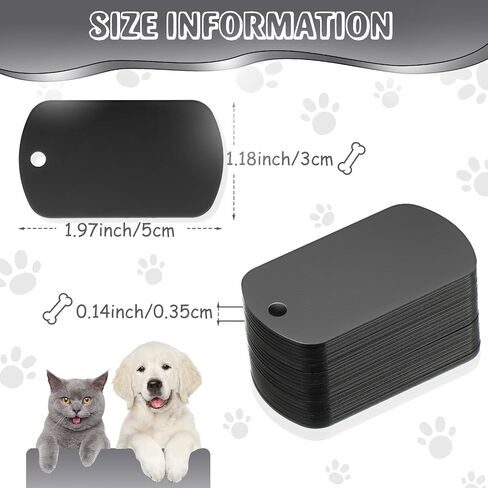 Sanwuta 300 Pcs Dog Tag Bulk Aluminum Engraving Blank Tags Black Rectangle Metal Stamping Tags for Pet Military Dog DIY Craft ID Name Decorative Tags in Saudi Arabia