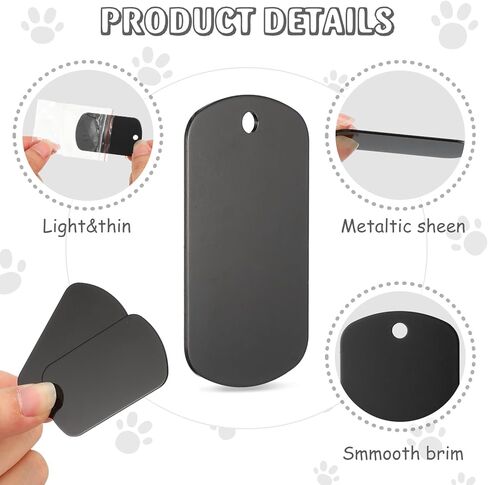 Sanwuta 300 Pcs Dog Tag Bulk Aluminum Engraving Blank Tags Black Rectangle Metal Stamping Tags for Pet Military Dog DIY Craft ID Name Decorative Tags in Saudi Arabia